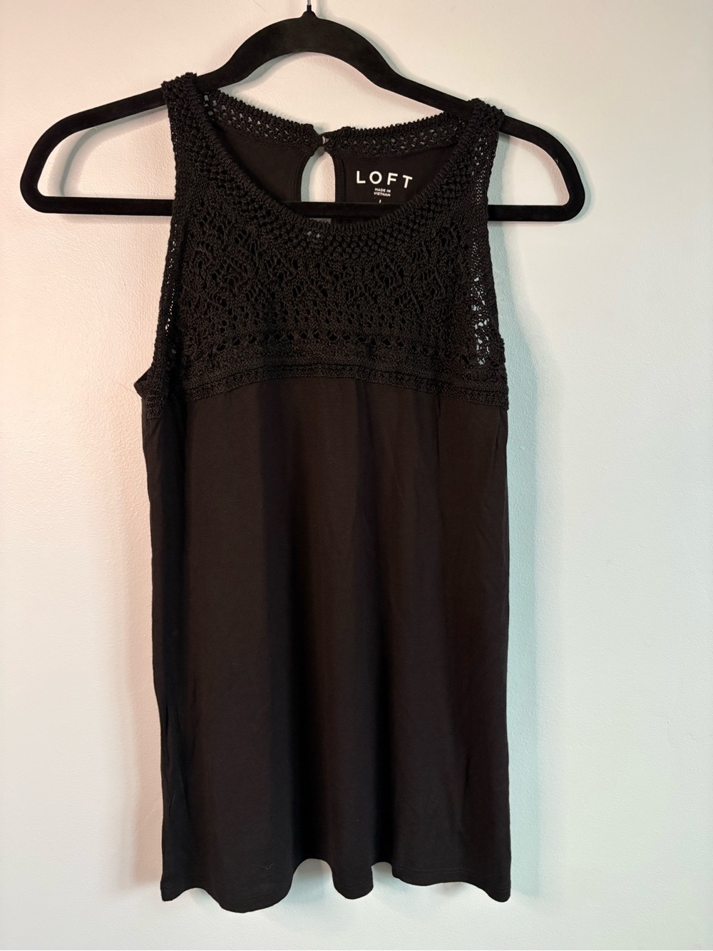 LOFT Black Crochet Yoke Tank